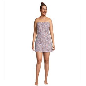 Lands End WHITE RETRO PAISLEY bandeau dresskini 12